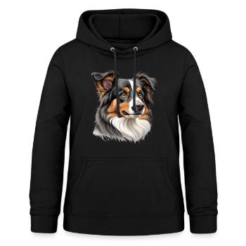 Tête de berger australien - Sweat à capuche Femme - noir - Devant - AI Model Female 172 light (172cm)