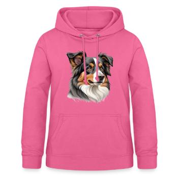 Tête de berger australien - Sweat à capuche Femme - rose - Devant - AI Model Female 172 light (172cm)