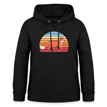 Retro Wald Tier Natur Waldbewohner Geschenk Fuchs - Frauen Hoodie - Schwarz - Vorne - AI Model Female 172 light (172cm)