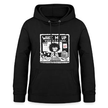 wake me up when it's friday - Frauen Hoodie - Schwarz - Vorne - AI Model Female 172 light (172cm)