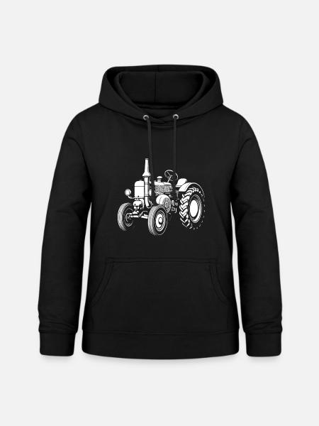 Nostalgischer Ackerheld - Frauen Hoodie - Schwarz