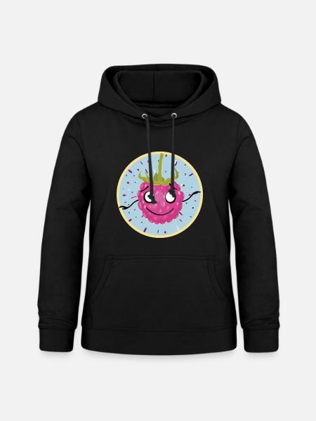 Kuscheliges Himbeer-Gesichtsmotiv - Frauen Hoodie - Schwarz