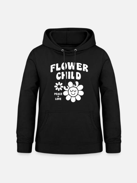 Fleur Enfant Rétro Design - Sweat à capuche Femme - noir