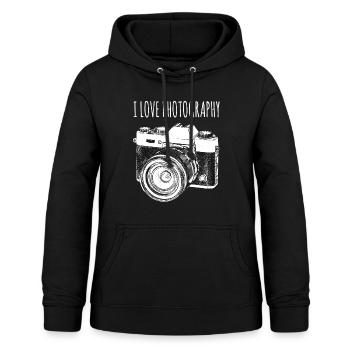 Kamera - Frauen Hoodie - Schwarz - Vorne - AI Model Female 172 light (172cm)