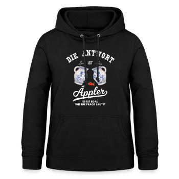 die Antwort ist Äppler, Apfelwein ist die Lösung - Frauen Hoodie - Schwarz - Vorne - AI Model Female 172 light (172cm)