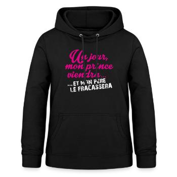 Un jour mon prince viendra - Sweat à capuche Femme - noir - Devant - AI Model Female 172 light (172cm)