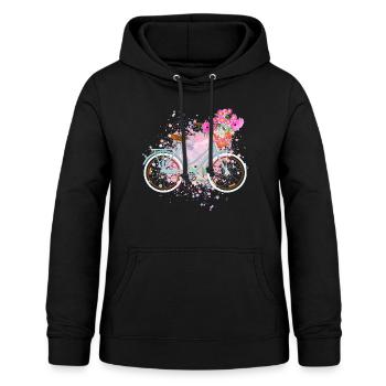Floral Blumen Damen-Rad Fahrrad Damen - Frauen Hoodie - Schwarz - Vorne - AI Model Female 172 light (172cm)