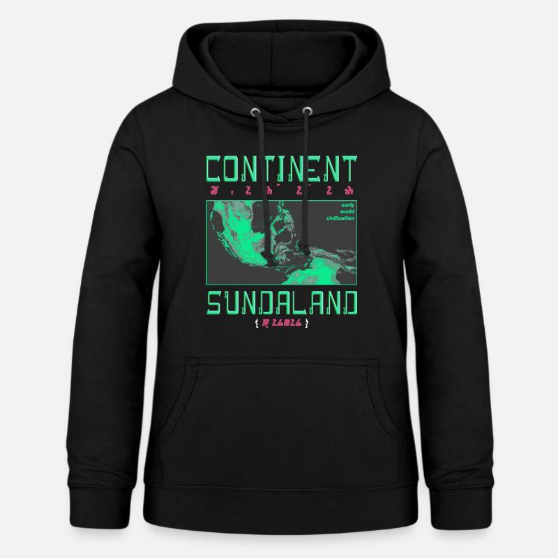 Mapa antiguo Continente Sundanese Gráfico - Sudadera con capucha para mujer - negro