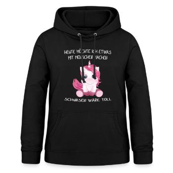 EINHORN - Heute möchte ich was mit Menschen machen - Frauen Hoodie - Schwarz - Vorne - AI Model Female 172 light (172cm)