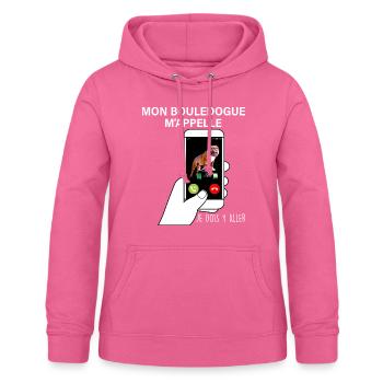 Bouledogue Humour Téléphone portable - Sweat à capuche Femme - rose - Devant - AI Model Female 172 light (172cm)
