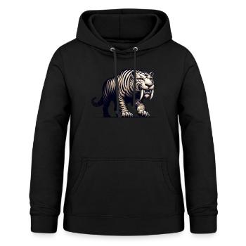 Säbelzahntiger Smilodon Eiszeit Raubtier Großkatze - Frauen Hoodie - Schwarz - Vorne - AI Model Female 172 light (172cm)