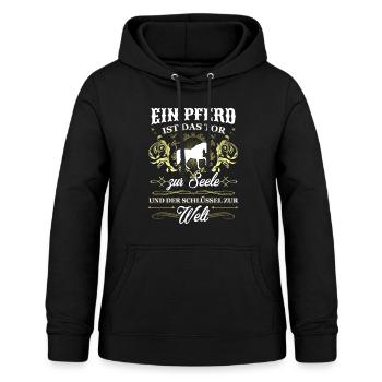 Pferd Tor zur Seele - Frauen Hoodie - Schwarz - Vorne - AI Model Female 172 light (172cm)