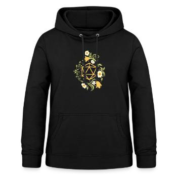 Polyedrisch D20 Würfel Pflanze und Blumen Tabletop-RPG - Frauen Hoodie - Schwarz - Vorne - AI Model Female 172 light (172cm)