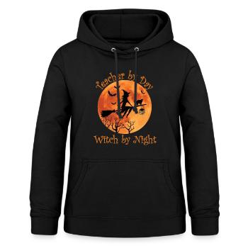Lehrer bei Tag Hexe bei Nacht - Lustiges Halloween - Frauen Hoodie - Schwarz - Vorne - AI Model Female 172 light (172cm)