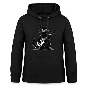 Cat joue de la guitare - Sweat à capuche Femme - noir - Devant - AI Model Female 172 light (172cm)