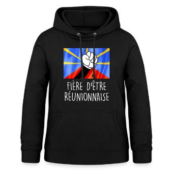 Fiere d'être réunionnaise Drapeau île La Réunion - Sweat à capuche Femme - noir - Devant - AI Model Female 172 light (172cm)