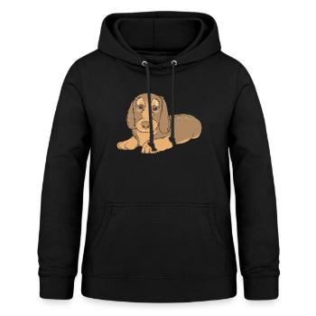 Dachshund Rauhaardackel - Frauen Hoodie - Schwarz - Vorne - AI Model Female 172 light (172cm)