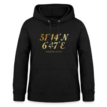 Düsseldorfer Koordinaten von Düsseldorf - Frauen Hoodie - Schwarz - Vorne - AI Model Female 172 light (172cm)