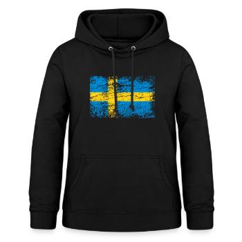 Drapeau suédois dans un style vintage - Sweat à capuche Femme - noir - Devant - AI Model Female 172 light (172cm)