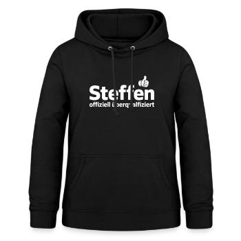 Steffen Offiziell Überqualifiziert - Frauen Hoodie - Schwarz - Vorne - AI Model Female 172 light (172cm)