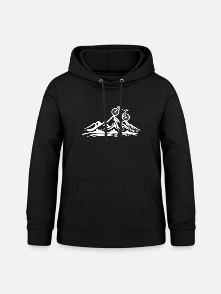 Bergbike Felslandschaft Silhouette - Frauen Hoodie - Schwarz
