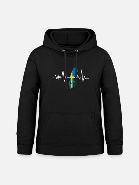 Schweden Herzschlag Flagge - Frauen Hoodie - Schwarz