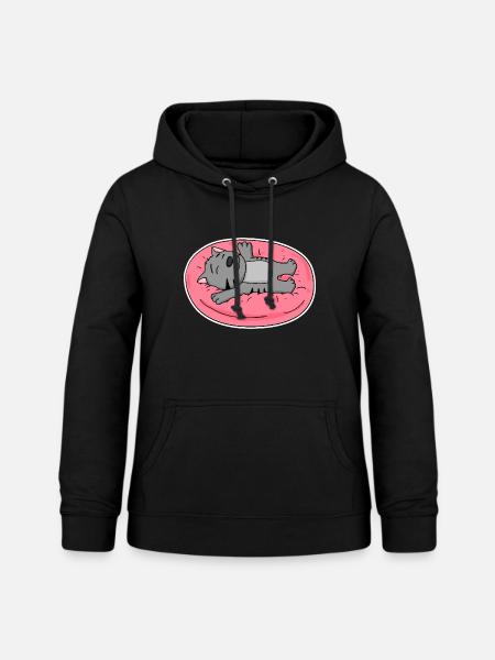 Katze Liegen Faul Schlafen - Frauen Hoodie - Schwarz