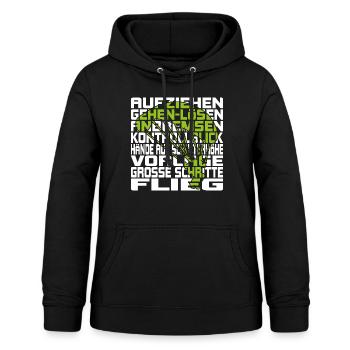 Gleitschirm Start -Paragliding - Frauen Hoodie - Schwarz - Vorne - AI Model Female 172 light (172cm)
