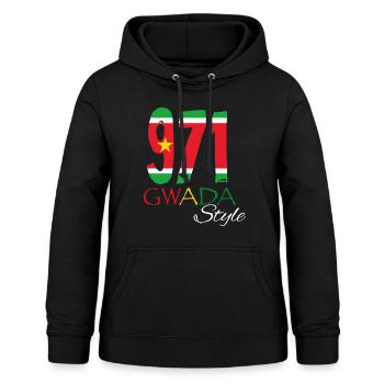 Gwada Style Drapeau Guadeloupéen Original - Sweat à capuche Femme - noir - Devant - AI Model Female 172 light (172cm)