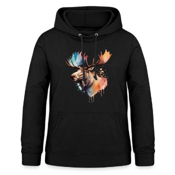 Elch Cool Bunt Bunt König des Waldes - Frauen Hoodie - Schwarz - Vorne - AI Model Female 172 light (172cm)
