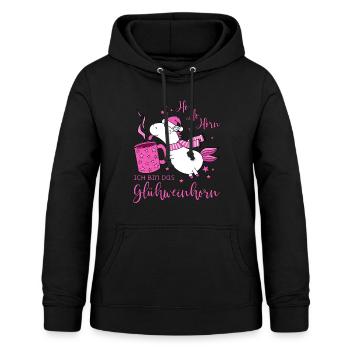 Einhorn Glühweinhorn Ho Ho Horn Spruch Weihnachten - Frauen Hoodie - Schwarz - Vorne - AI Model Female 172 light (172cm)