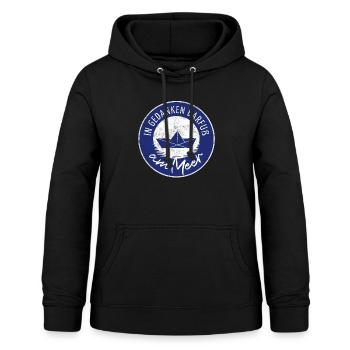 Meer geht immer - IN GEDANKEN BARFUß AM MEER - Frauen Hoodie - Schwarz - Vorne - AI Model Female 172 light (172cm)