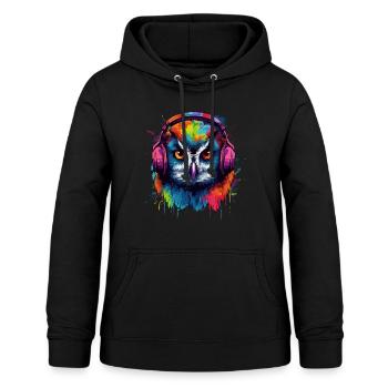 Eule Nachteule Techno Party Tier DJ - Frauen Hoodie - Schwarz - Vorne - AI Model Female 172 light (172cm)