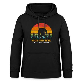 Cache-cache Champion du monde Bigfoot Wanderer - Sweat à capuche Femme - noir - Devant - AI Model Female 172 light (172cm)