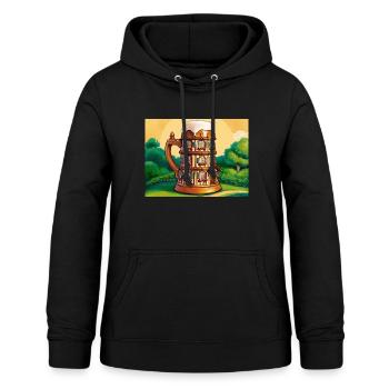 a half-timbered house in the shape of a beer - Women's Hoodie - black - Front - AI Model Female 172 light (172cm)