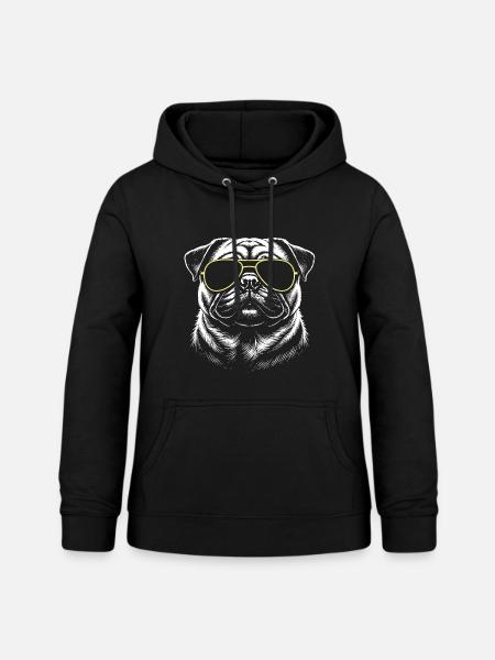 Mops Kopf - Frauen Hoodie - Schwarz