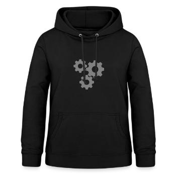 Mechaniker Zahnrad - Frauen Hoodie - Schwarz - Vorne - AI Model Female 172 light (172cm)