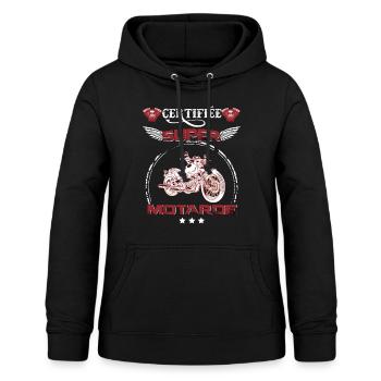 Certifiée motarde femme - Sweat à capuche Femme - noir - Devant - AI Model Female 172 light (172cm)