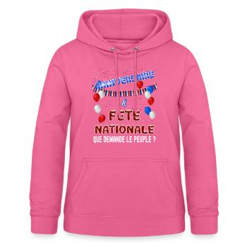 Juillet Fête Nationale Anniversaire Homme Ou Femme - Sweat à capuche Femme - rose - Devant - AI Model Female 172 light (172cm)