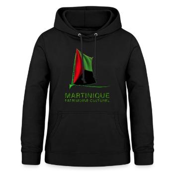 Drapeau Martinique Antilles Bateau Yole Caraibes - Sweat à capuche Femme - noir - Devant - AI Model Female 172 light (172cm)
