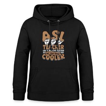 ASL Dolmetscher Gebärdensprache - Frauen Hoodie - Schwarz - Vorne - AI Model Female 172 light (172cm)