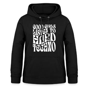 Mädchen hören Hard Techno EDM - Frauen Hoodie - Schwarz - Vorne - AI Model Female 172 light (172cm)