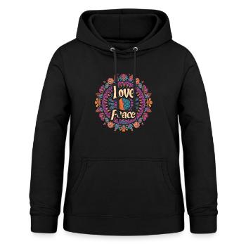 Liebe und Frieden Mandala Kunstwerk für Harmonie - Frauen Hoodie - Schwarz - Vorne - AI Model Female 172 light (172cm)