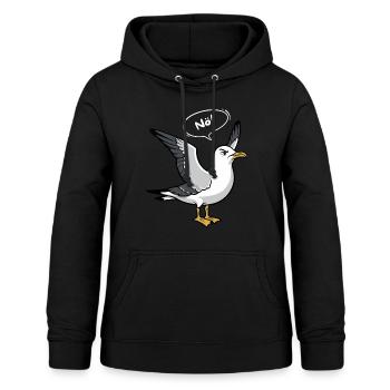 "Nö" Möwe - Nordsee Design - Frauen Hoodie - Schwarz - Vorne - AI Model Female 172 light (172cm)