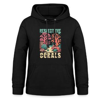 Les éleveurs de coraux respectent les coraux - Sweat à capuche Femme - noir - Devant - AI Model Female 172 light (172cm)