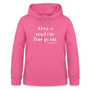 Kleingedrucktes schwanger - Frauen Hoodie - Pink - Vorne - AI Model Female 172 light (172cm)