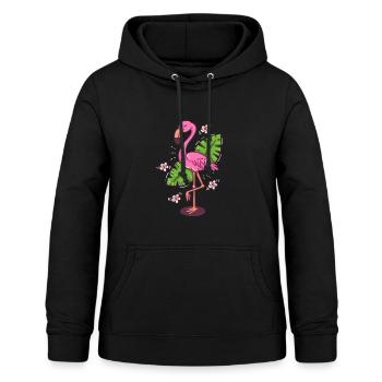 Flamingo Blätter Comic Monstera Blume Geschenk - Frauen Hoodie - Schwarz - Vorne - AI Model Female 172 light (172cm)