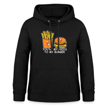 Burger mit Pommes Fast Food Essen Hamburger - Frauen Hoodie - Schwarz - Vorne - AI Model Female 172 light (172cm)