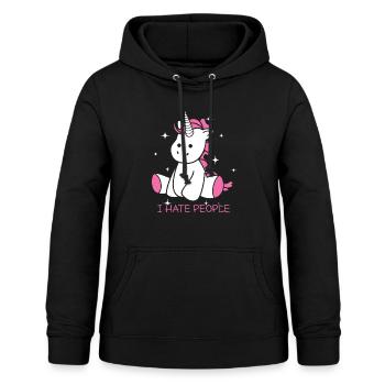 Einhorn Ich hasse Menschen - Frauen Hoodie - Schwarz - Vorne - AI Model Female 172 light (172cm)