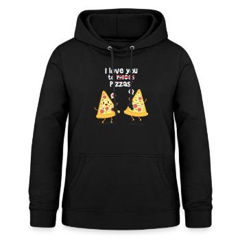 Je t’aime en morceaux, je voulais dire PIZZAS! Oups drôle - Sweat à capuche Femme - noir - Devant - AI Model Female 172 light (172cm)
